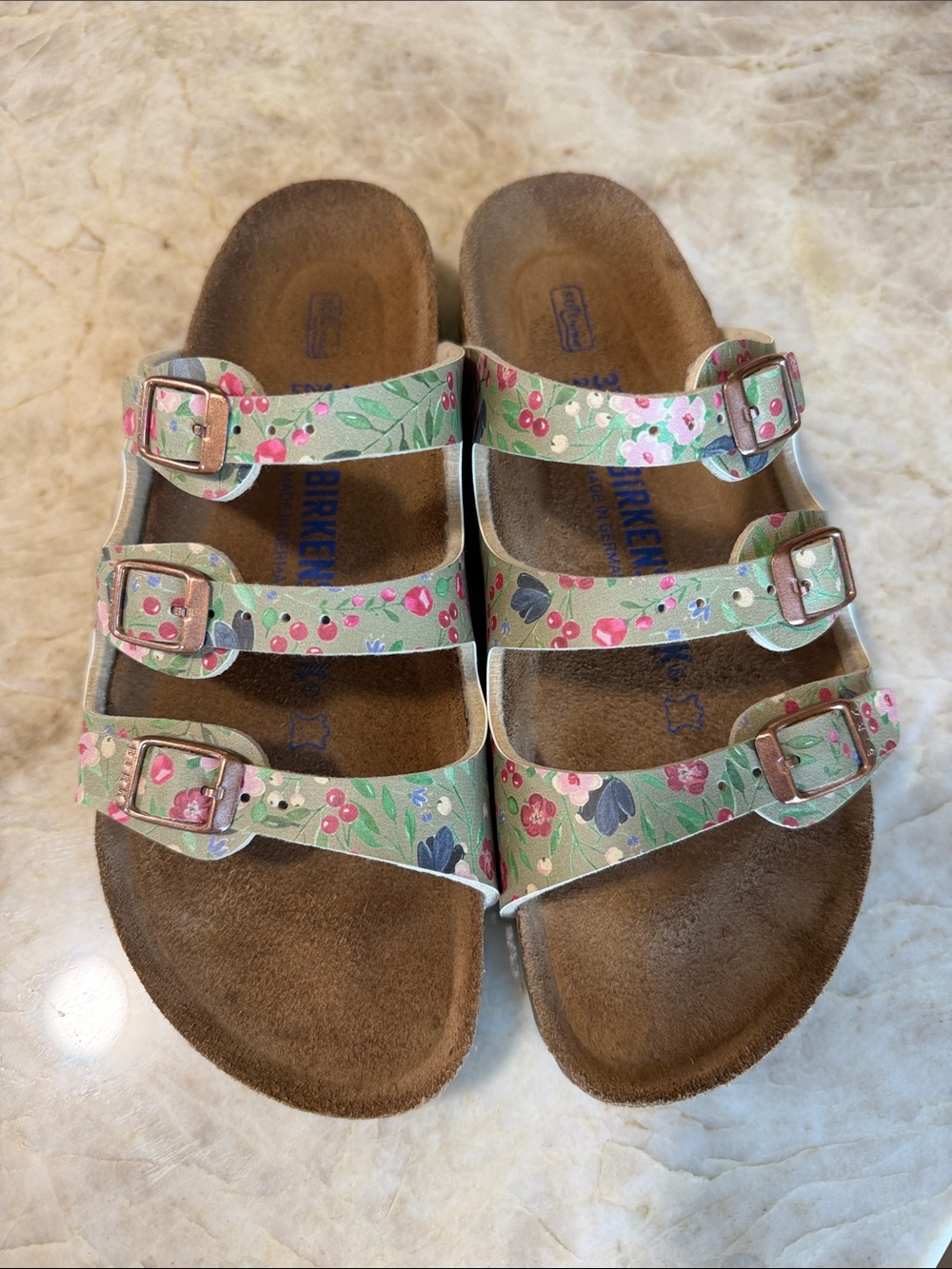 Birkenstock Meadow Flowers Triple-Strap Floral Sandals Size 37/6